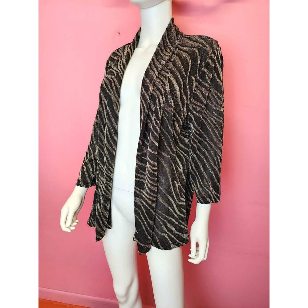 Black and Bronze Lurex Sparkle Zebra Print Cardigan